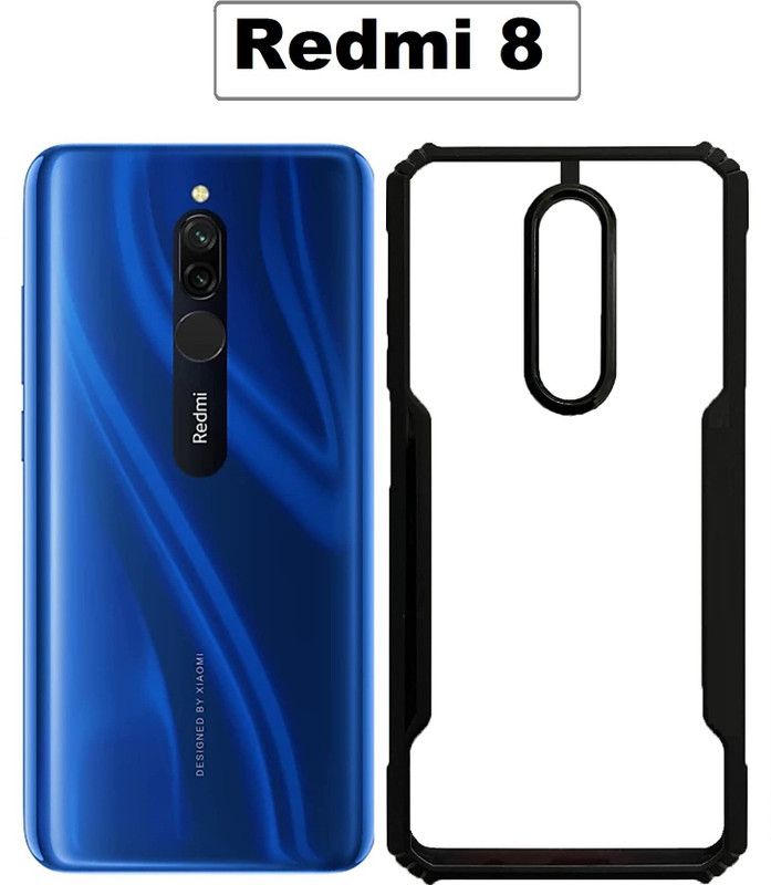 xykos Back Cover for Redmi 8  (Black, Transparent, Grip Case)