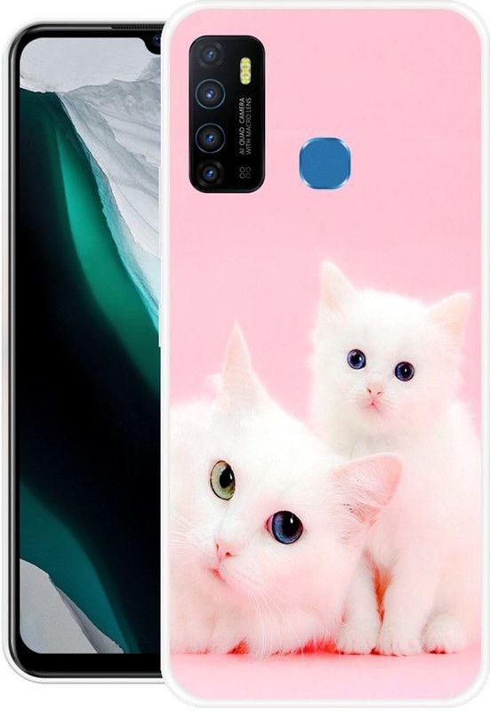 INDIALAND Back Cover for Infinix Hot 9, Infinix Hot 9 Pro  (Pink, White, Silicon)