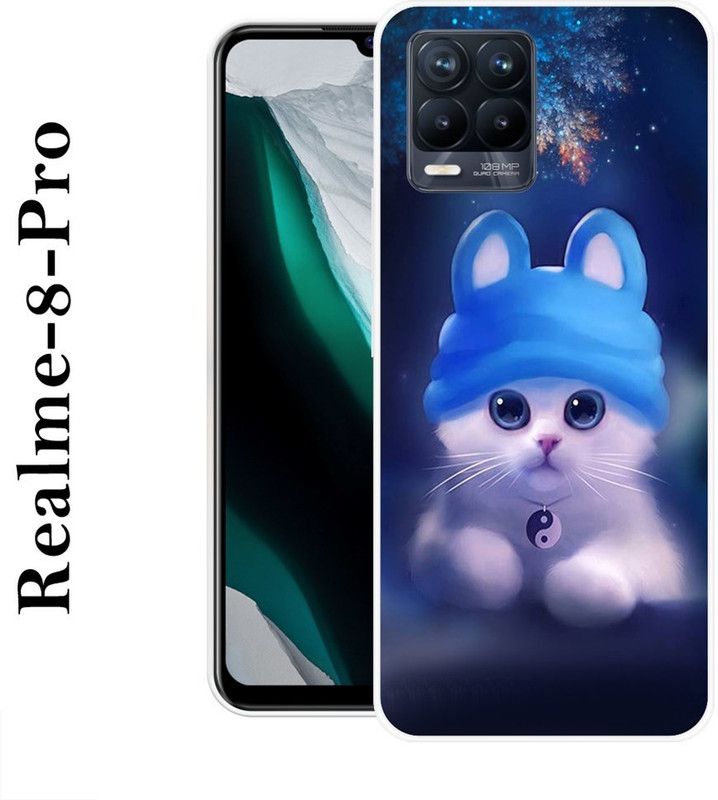 REALKING Back Cover for Realme 8 Pro  (Blue, White, Grip Case, Silicon)