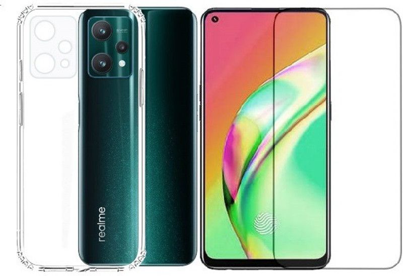 RAWAT Back Cover for Realme 9 Pro 5G Back Cover & Tempered Glass  (Transparent, Shock Proof, Pack of: 2)