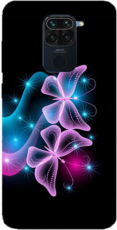 METOO Back Cover for REDMI NOTE 9, Butterfly Design Print Back Cover Print : 79  (Multicolor, Dual Protection, Silicon, Pack of: 1)