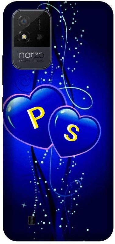 VS PRINT LINK Back Cover for Realme Narzo 50i , RMX3231 ,PS, P LOVES S, PS NAME, PS Love Printed  (Blue, Hard Case, Pack of: 1)