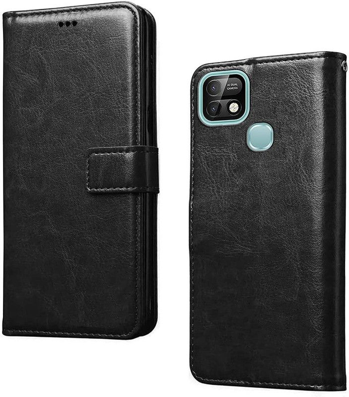 Coverage Flip Cover for Infinix Smart 5 Pro  (Black, Dual Protection, Pack of: 1)