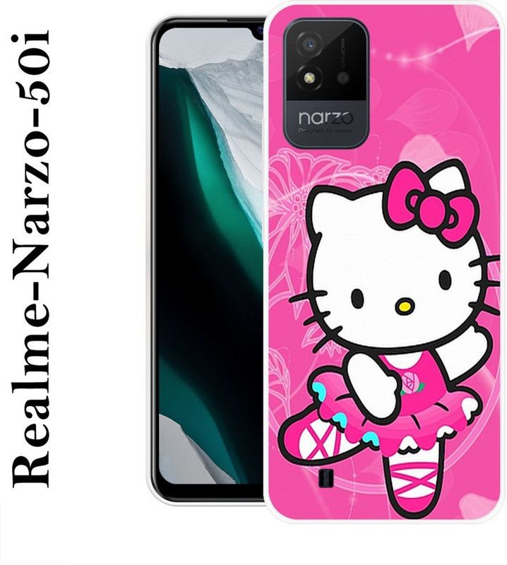 SUPERCASE Back Cover for Realme Narzo 50i  (Pink, White, Grip Case, Silicon)