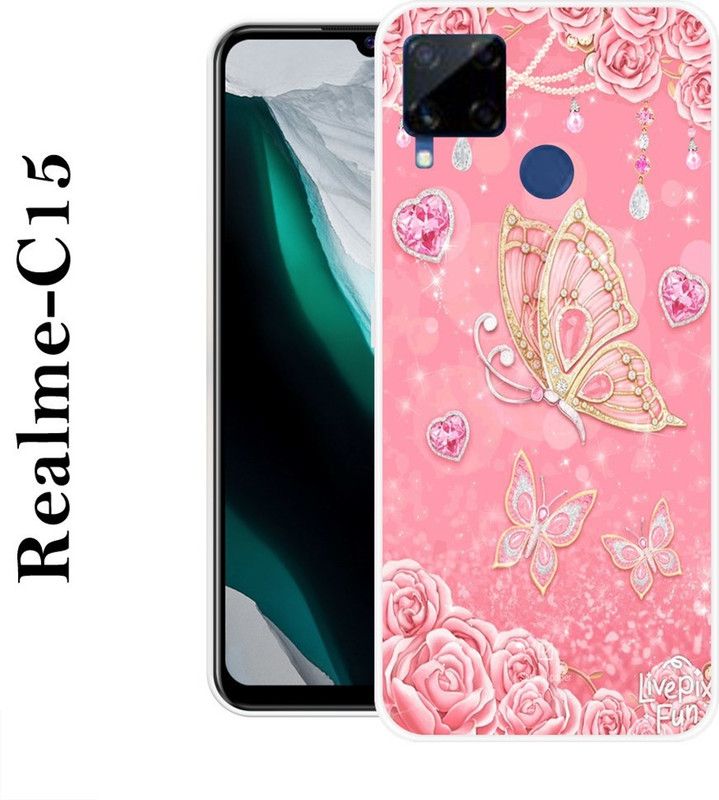 JATLAND Back Cover for Realme C15  (Pink, Grip Case, Silicon)