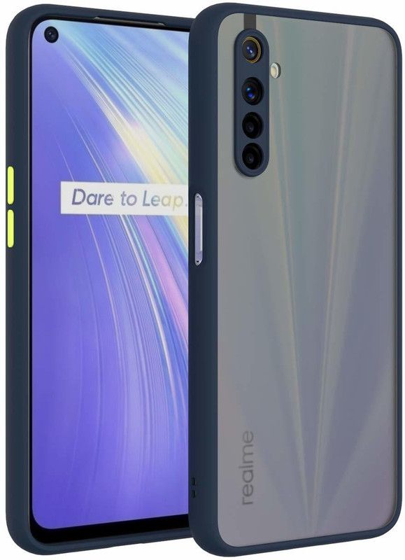 Wideals Back Cover for Realme 6 Reinforced Translucent Matte Case With Lens Protection Cap  (Blue, Camera Bump Protector, Pack of: 1)