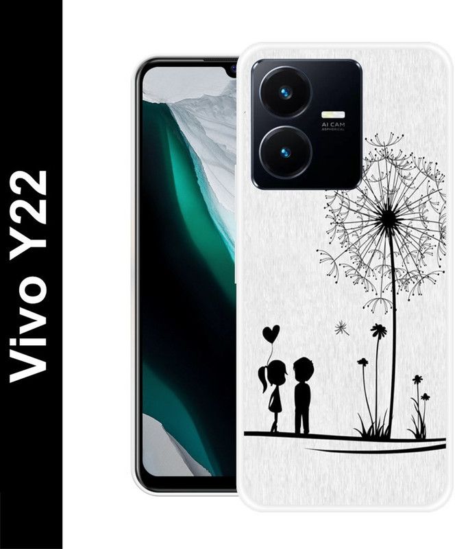 Artage Back Cover for vivo Y22  (Black, White, Silicon, Pack of: 1)