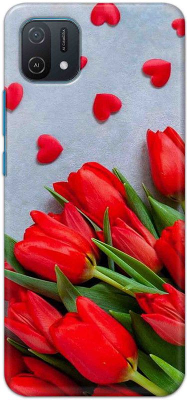 NDCOM Back Cover for Oppo A16e Red Flowers Slimfit Printed  (Multicolor, Hard Case, Pack of: 1)