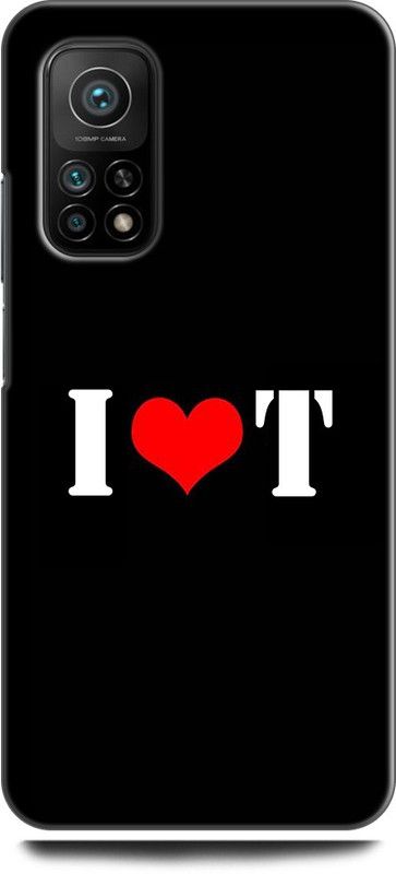Wall Art Back Cover for Mi 10T T, I LOVES T, NAME, LETTER, ALPHABET, IT LOVE, HART  (Multicolor, Dual Protection, Pack of: 1)