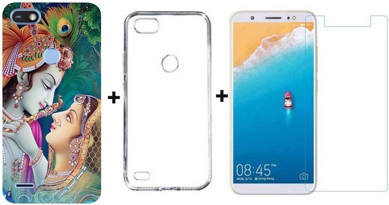 putku creations Back Cover for Tecno Camon I Sky/ IN2 Mobile Printed With Transparent Back Case + Tempered Glass  (Transparent, Pack of: 1)