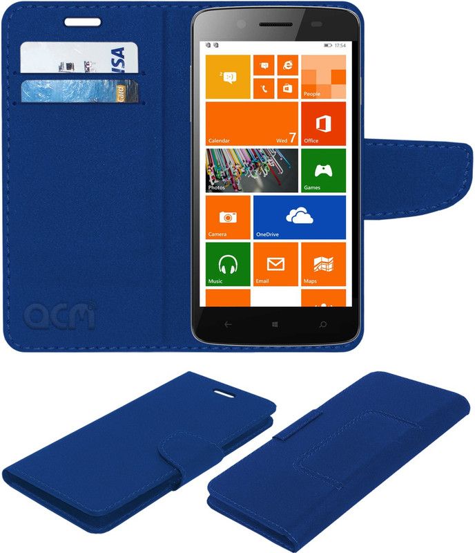 ACM Flip Cover for Micromax Canvas Win W121  (Blue, Cases with Holder, Pack of: 1)