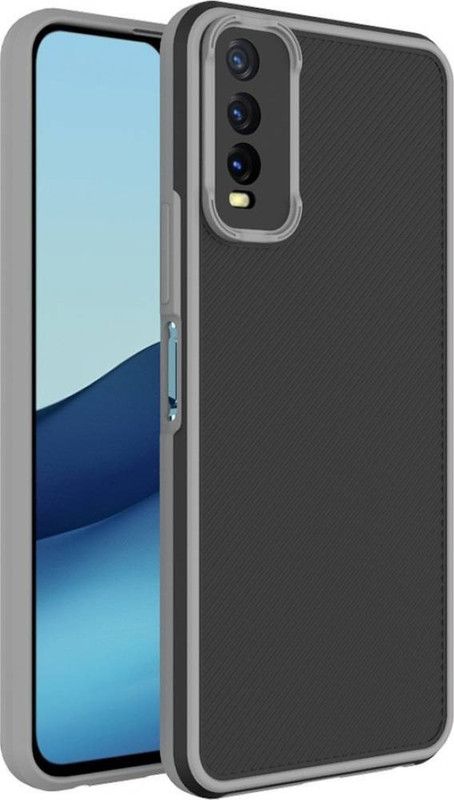 AOnes Back Cover for Vivo Y12G  (Black, Cases with Holder, Pack of: 1)
