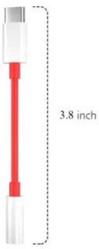 GLARIXA USB Type C Cable 0.3 m High Ratting Adapter Audio Stereo Cable 0.3 m Type C to 3.5 mm Jack  (Compatible with All Type C Phones, Red & White, One Cable)