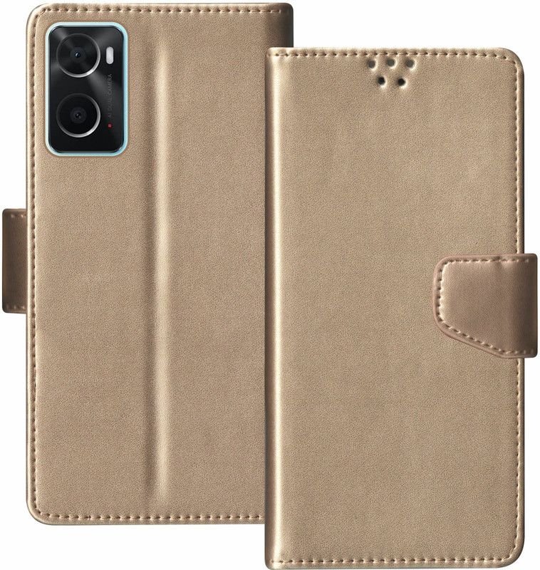 sales express Flip Cover for Oppo A76, Oppo A96:Oppo K10 4G, Realme 9i 4G  (Gold, Shock Proof, Pack of: 1)