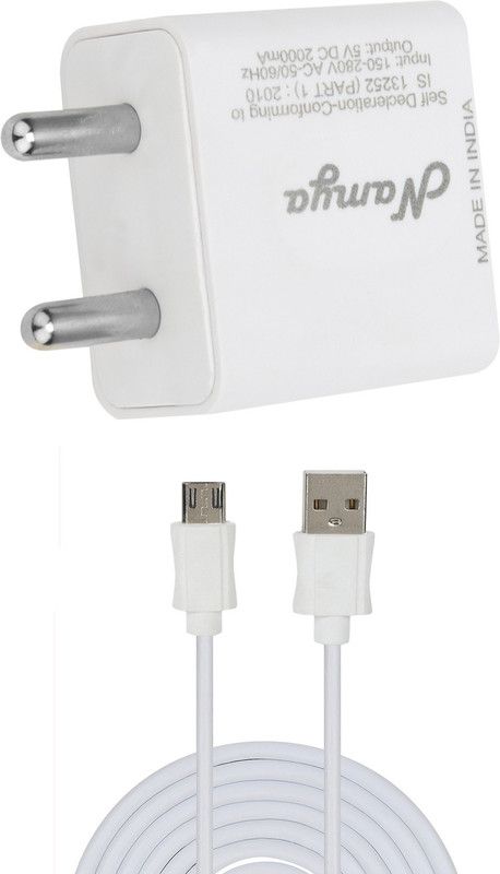 NAMYA 5 W NA 1 A Mobile 2A. FAST CHARGER &SYNC/DATA CABLE FOR IN__TEX CLOUD Q 11 Charger with Detachable Cable  (White)