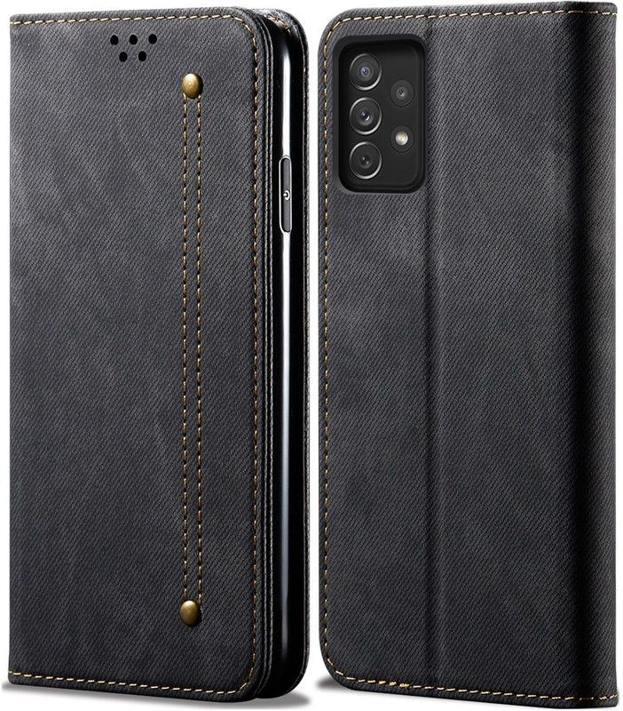 Pure Color Flip Cover for Samsung Galaxy A73 5G  (Black, Magnetic Case, Pack of: 1)