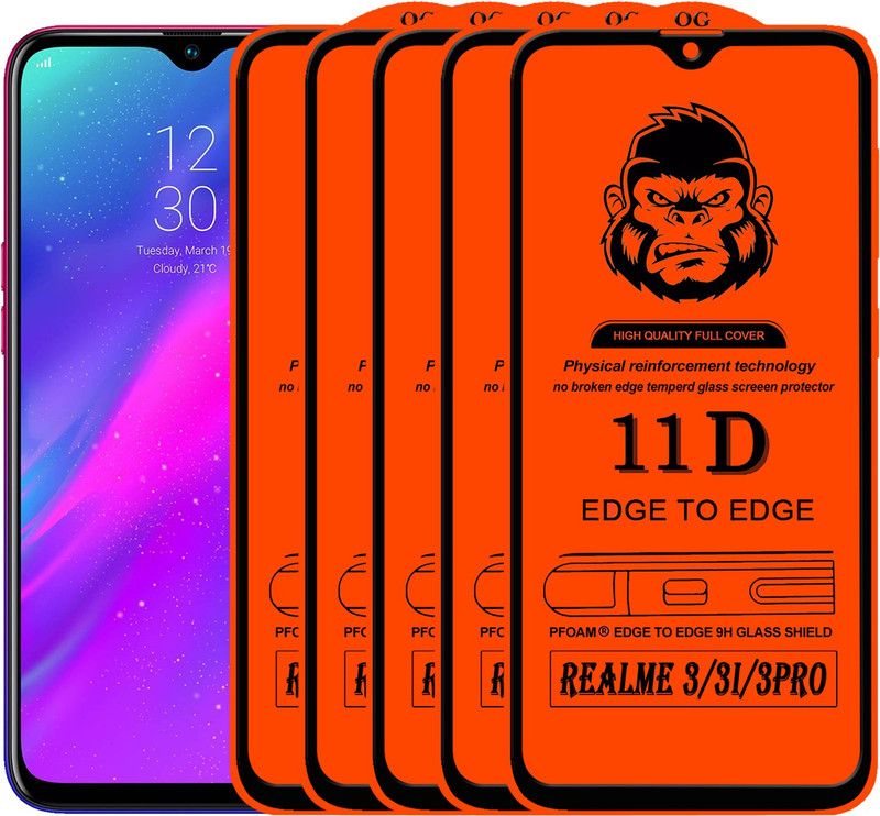 Xester Edge To Edge Tempered Glass for Realme 3i  (Pack of 5)