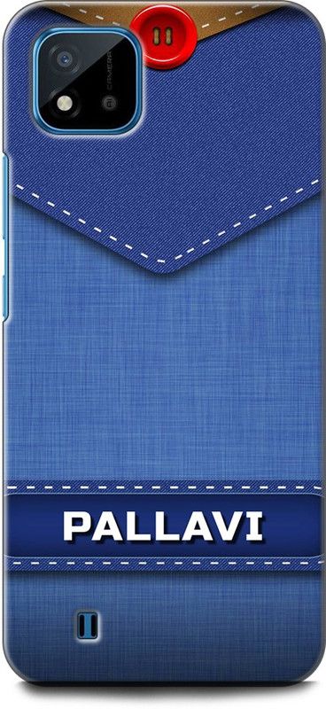 WallCraft Back Cover for Realme C20, RMX3063, RMX3061 PALLAVI NAME, P LETTER, BLUE, JEANS, ALPHABET, DESIGN  (Multicolor, Dual Protection, Pack of: 1)