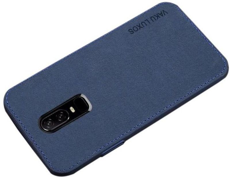 Vaku Luxos Back Cover for OnePlus 6 Luxico Series Hand-Stitched Cotton Textile Water-proof Case  (Blue, Shock Proof, Pack of: 1)
