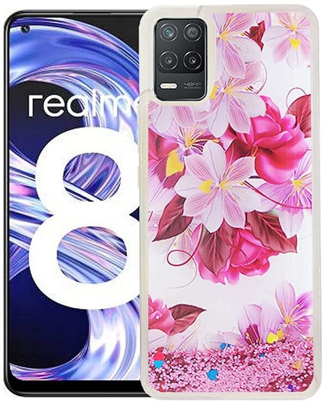 KBAGS Back Cover for REALME 8 4G Fully Glitter and Liquid with Printed BALLONS in The Middle  (Multicolor, Waterproof, Pack of: 1)