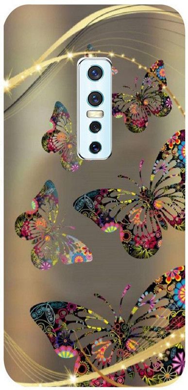 Skyhawk Back Cover for Vivo V17 Pro Golden Butterfly  (Multicolor, Waterproof, Silicon)