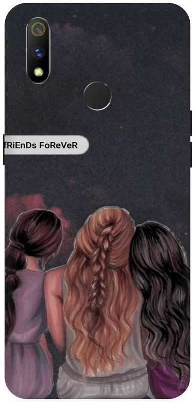 THE NARAYANA COLLECTIONS Back Cover for REALME 3 PRO- RMX1851-BEST,FRIENDS,BFF,GIRLS,MOON  (Multicolor, Hard Case, Pack of: 1)