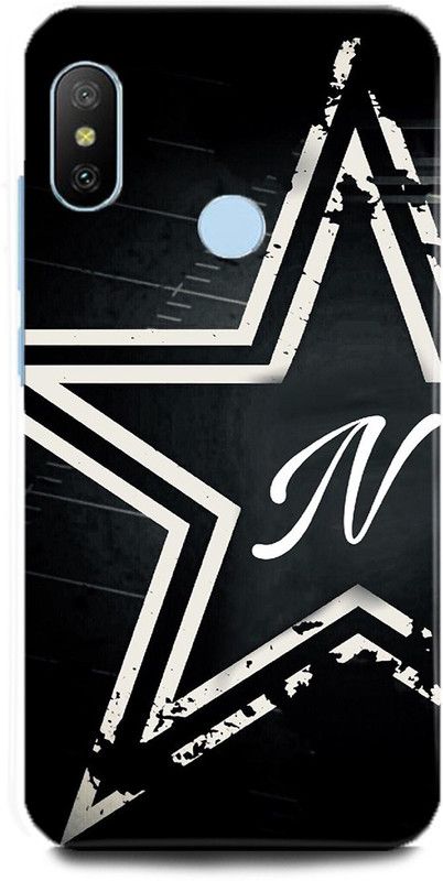INDICRAFT Back Cover for Redmi Note 6 Pro, N, N LETTER, STAR, BLACK, ALPHABET  (Multicolor, Hard Case, Pack of: 1)