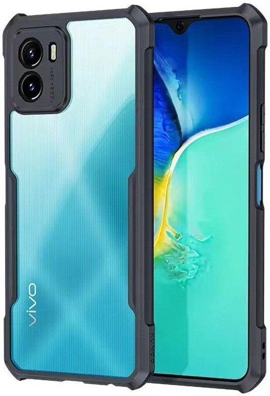 VAPRIF Back Cover for Vivo Y15s, Transparent Hybrid Hard PC Back TPU Bumper  (Black, Transparent, Shock Proof, Pack of: 1)