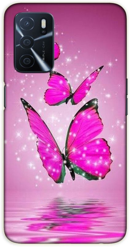 iprinto Back Cover for Oppo A53s 5G, Oppo A16 butterfly Back Cover  (Pink, Hard Case)