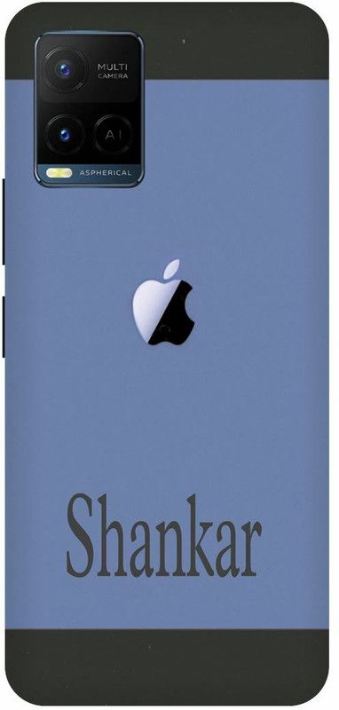 COVERJET Back Cover for VIVO Y21- V2111- APPLE- LOGO- SHANKAR- NAME- PATTERN  (Blue, Hard Case)