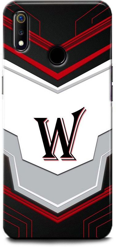 Afterglow Back Cover for Realme 3 W, W LETTER, W NAME, W ALPHABET, ALPHABET  (Multicolor, Shock Proof, Pack of: 1)