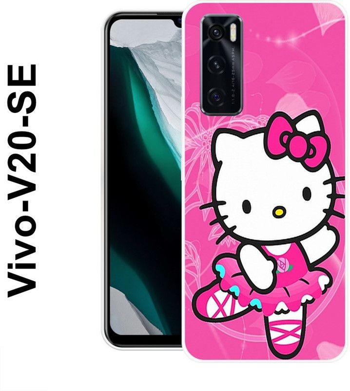 SHIVKUDI Back Cover for Vivo V20 SE  (Pink, White, Grip Case, Silicon)