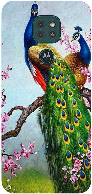 Skyhawk Back Cover for Motorola Moto G9 Pink Flower And Peacock  (Multicolor, Waterproof, Silicon, Pack of: 1)