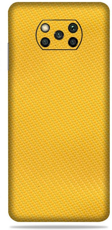 OggyBaba xiaomi poco x3, Phone Back side Protector and Camera Protector Mobile Skin  (Lemon Yellow Carbon Fibre Skin Matte Finish Skin)