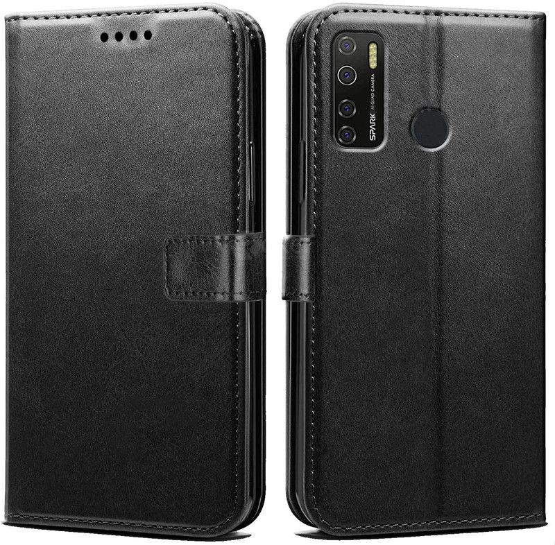 ONCRAVES Flip Cover for Tecno Spark 5 (Black, Cases with Holder)  (Black, Dual Protection, Pack of: 1)
