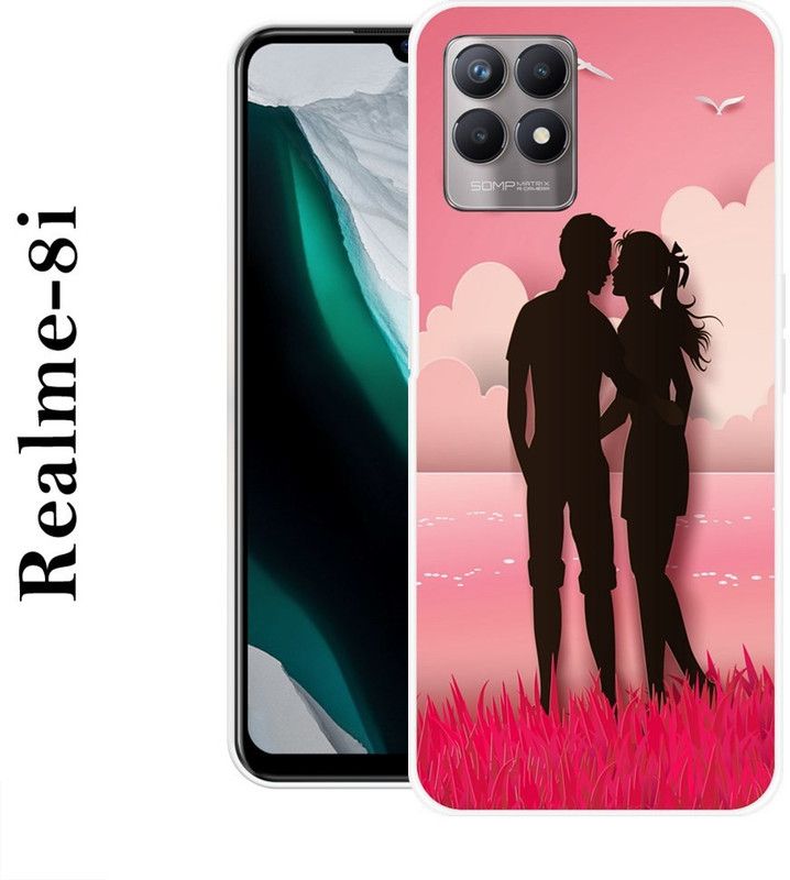 REDFLY Back Cover for Realme 8i  (Black, Pink, Grip Case, Silicon)