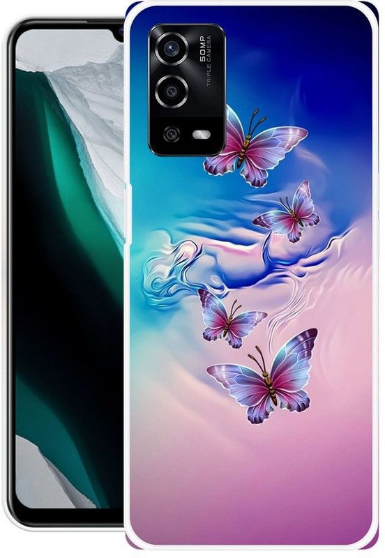 BAGRA Back Cover for Oppo A55 5G  (Blue, Pink, Grip Case, Silicon, Pack of: 1)