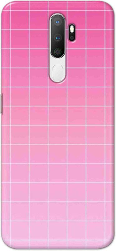 NDCOM Back Cover for Oppo A5 2020 Pink Grid Printed  (Multicolor, Hard Case, Pack of: 1)