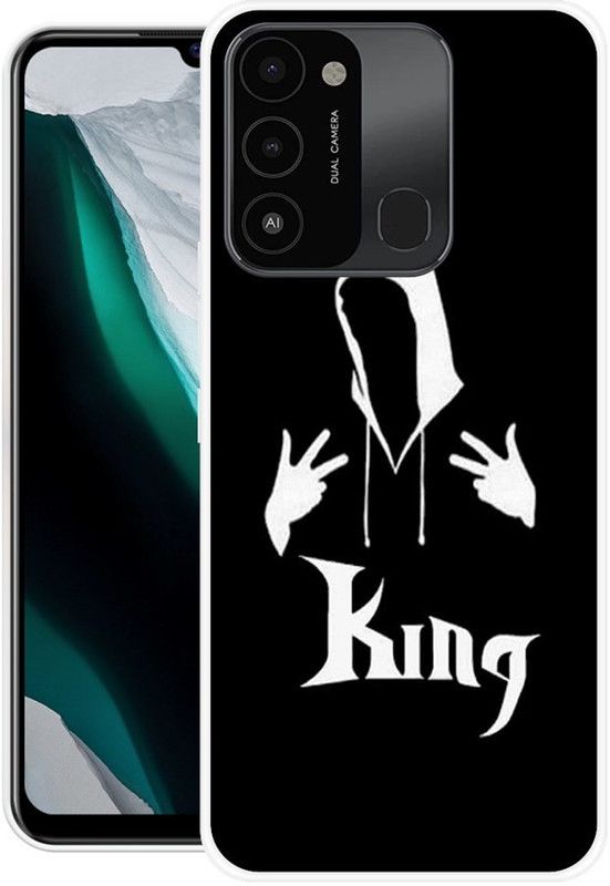 RJ14 (Online) Back Cover for Tecno Spark 8C  (Black, White, Grip Case, Silicon)