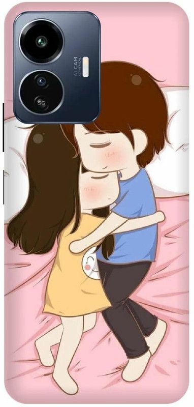 DIKRO Back Cover for vivo Y77 5G, V2169, CUTE, COUPLE, LOVELY, HUGG, COUPLE, GIRL, BOY, LOVE  (Pink, Hard Case, Pack of: 1)
