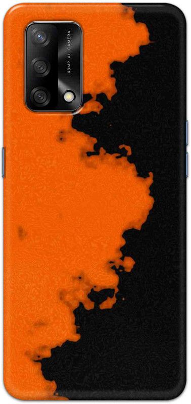 NDCOM Back Cover for Oppo F19 Orange Black Pattern Printed  (Multicolor, Hard Case, Pack of: 1)