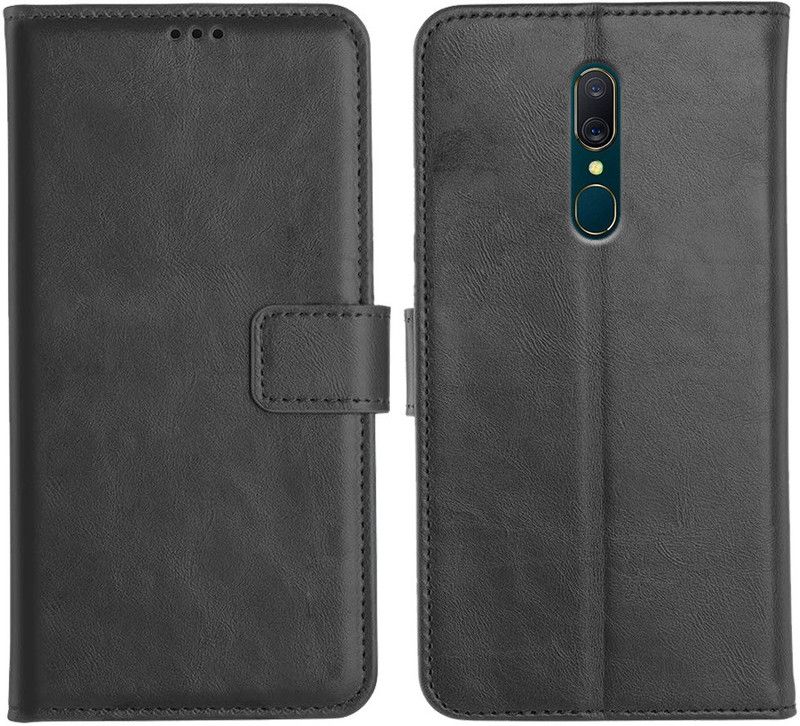 Orosky Flip Cover for Oppo A9  (Black, Dual Protection)