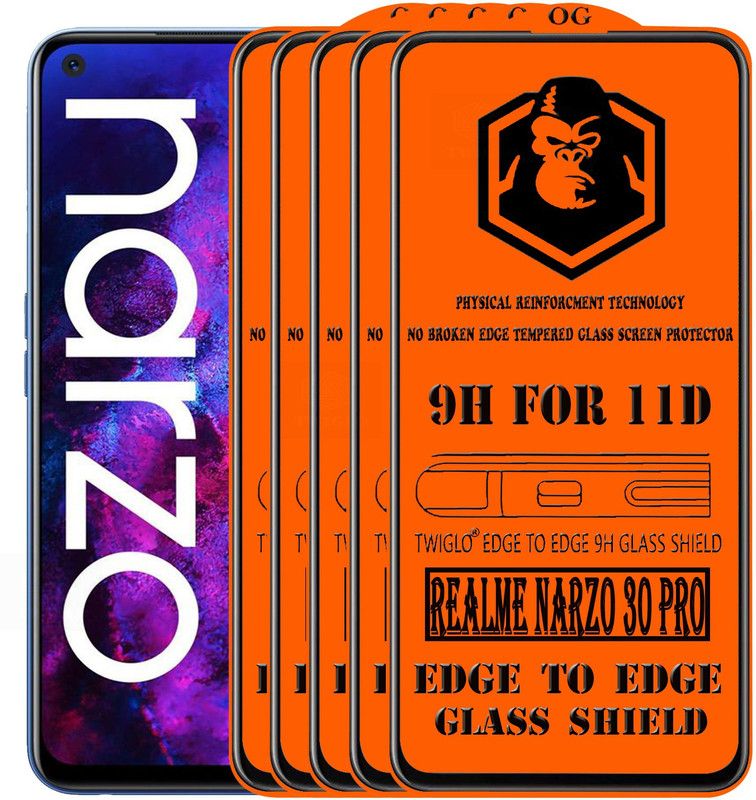 TWIGLO Edge To Edge Tempered Glass for REALME NARZO 30 PRO  (Pack of 5)