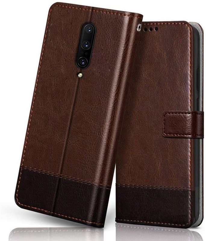 Winkel Flip Cover for OnePlus 7 Pro  (Brown, Cases with Holder, Pack of: 1)