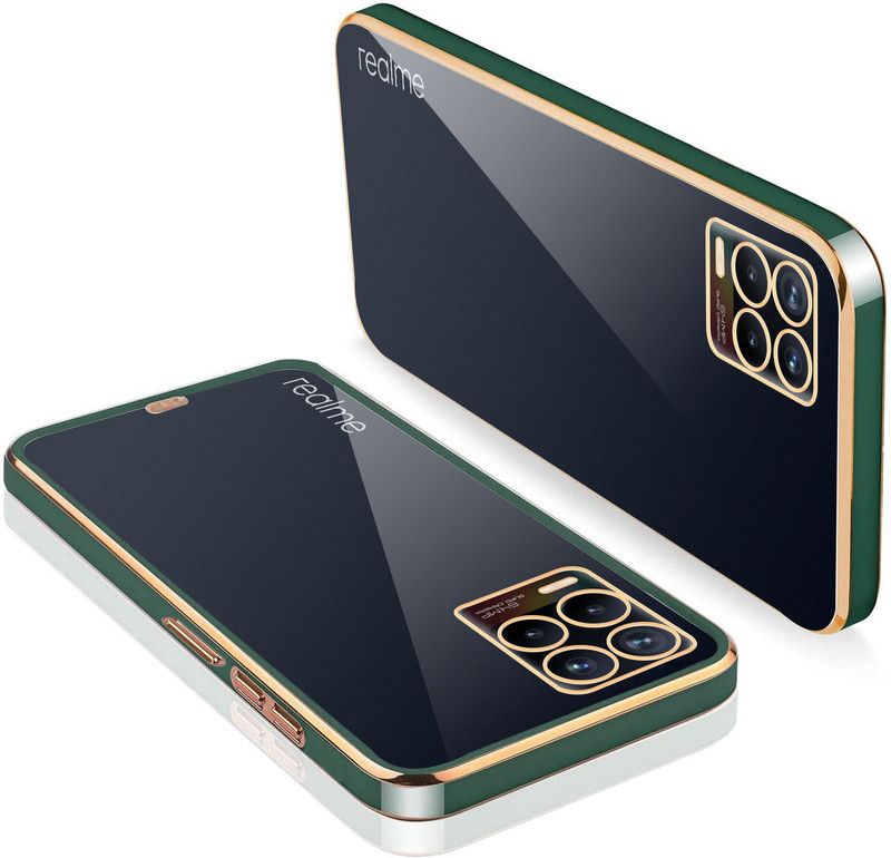 KARWAN Back Cover for Realme 8 Pro  (Green, Gold, Transparent, Shock Proof, Silicon, Pack of: 1)