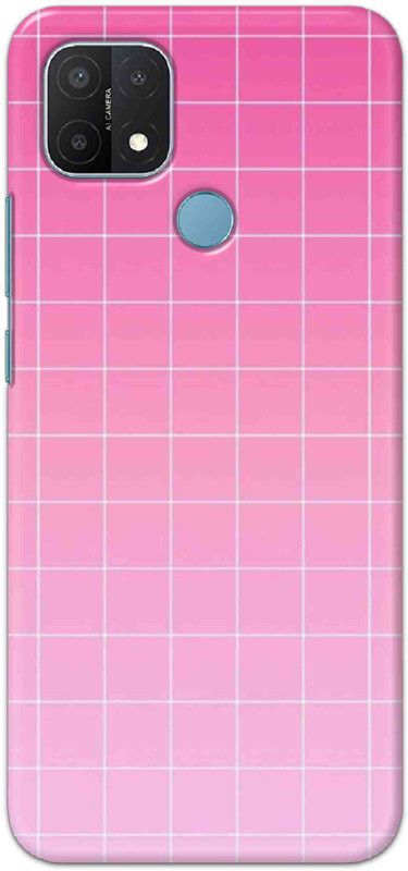 NDCOM Back Cover for OPPO A15 Pink Grid Printed  (Multicolor, Hard Case, Pack of: 1)