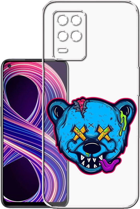 HANIRY Back Cover for Realme 8 / RMX3085 mobile cover | TEDDY BEAR FUNKY LOOK | Design | PNG_26  (Multicolor, Flexible, Silicon, Pack of: 1)