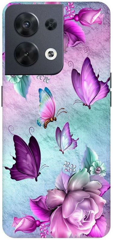 Wall Art Back Cover for OPPO RENO 8 (5G) Cute Butterfly,Fractal , Amir shaikh Printed  (Multicolor, Dual Protection, Pack of: 1)