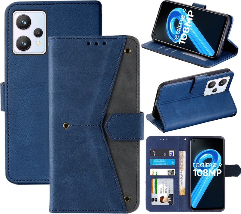 Autofocus Flip Cover for Realme 9, Realme 9 4G  (Blue, Camera Bump Protector, Pack of: 1)