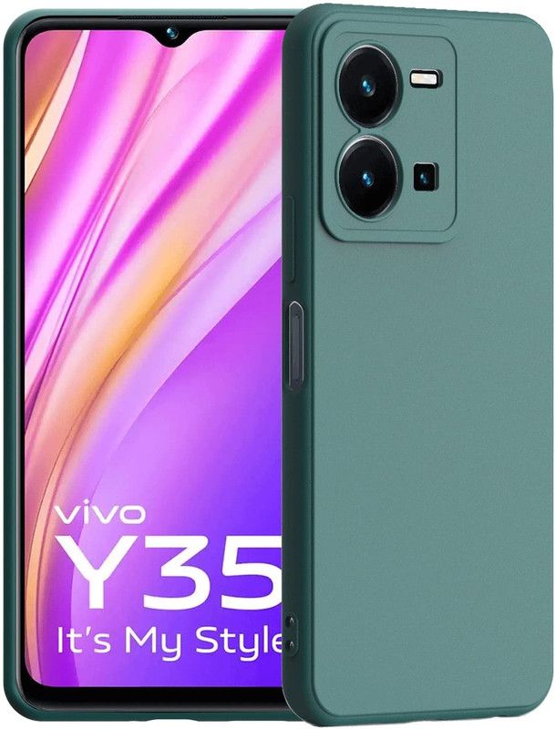 S-Softline Back Cover for Vivo Y35, Microfiber Cloth Cushion Protective Shockproof Plain Silicon  (Black, Pack of: 1)